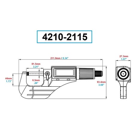Dasqua Dasqua 50-75mm/2-3" Electronic Digital Outside Micrometer 4210-2115